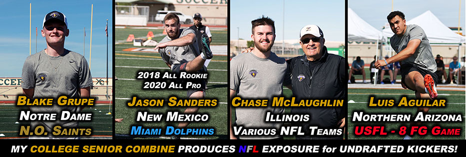 ‘A SPECIALIST’S PATH TO PRO FOOTBALL’ INCLUDES THE UFL & CFL

COACH ZAUNER’S COMBINES PRODUCE NFL SNAPPPERS